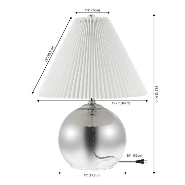 HomeRoots 17" Clear Round Table Lamp - Elegant LED Design with Linen Empire Shade for Cozy Ambiance 715838