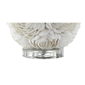 24 Inch Coastal Seashell Accent Lamp with Drum Shade for Bedroom or Living Room