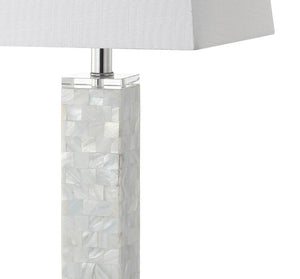 Set of Two 29 Inch Clear Glass Table Lamps with Shades for Living Room Decor