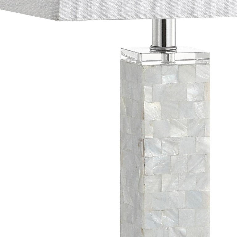 Set of Two 29 Inch Clear Glass Table Lamps with Shades for Living Room Decor
