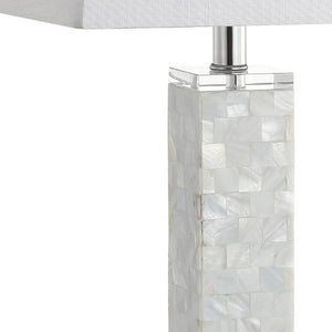 Set of Two 29 Inch Clear Glass Table Lamps with Shades for Living Room Decor