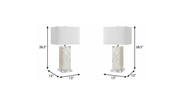 Set of Two 29 Inch Clear Glass Table Lamps with Shades for Living Room Decor