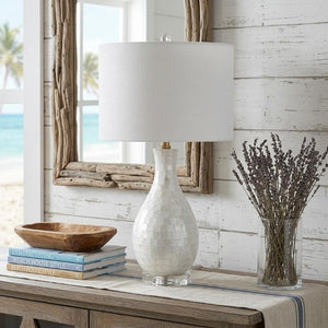 27 Inch Novelty Table Lamp with Drum Shade for Elegant Living Room Accent Decor