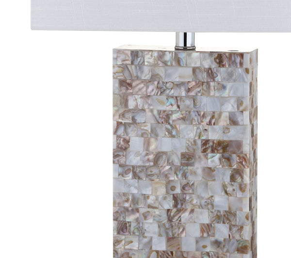 HomeRoots 10" Black Geometric Table Lamp LED - Modern Iron Design with Soft Linen Shade for Cozy Ambiance 715850