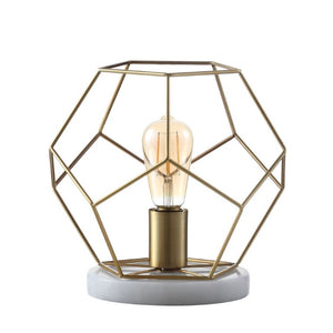 HomeRoots 10 Inch Geometric Patterned Table Lamp White Finish Modern Accent for Living Room 715849