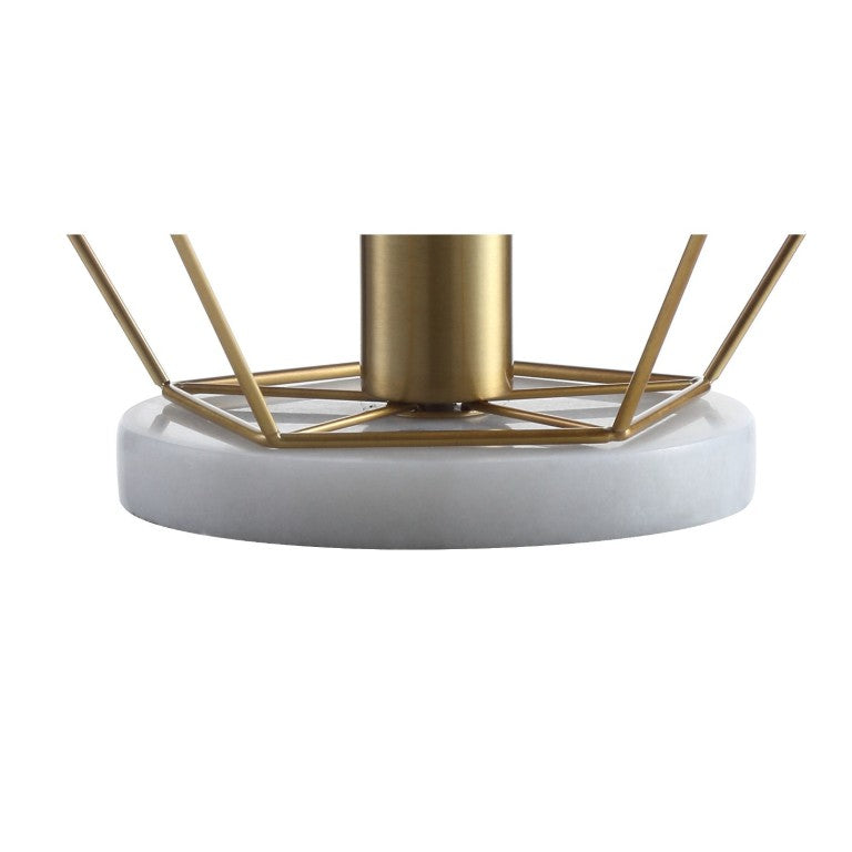 HomeRoots 10 Inch Geometric Patterned Table Lamp White Finish Modern Accent for Living Room 715849