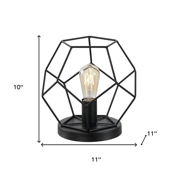 HomeRoots 10" White Geometric Table Lamp LED - Modern Design with Marble Base for Stylish Home Illumination 715851