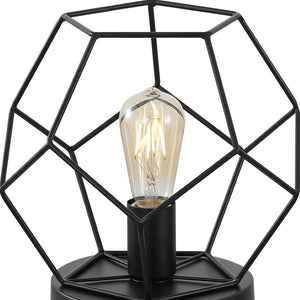 HomeRoots 10" White Geometric Table Lamp LED - Modern Design with Marble Base for Stylish Home Illumination 715851