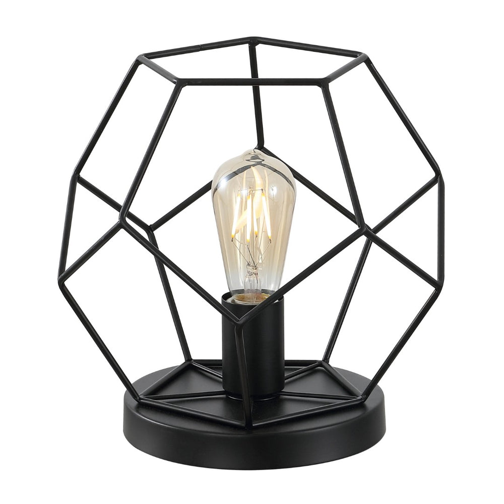 HomeRoots 10" White Geometric Table Lamp LED - Modern Design with Marble Base for Stylish Home Illumination 715851
