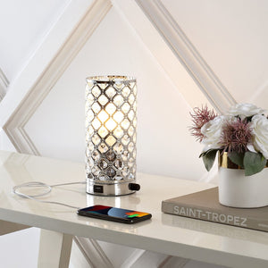HomeRoots 26" Clear Novelty Table Lamp - Modern LED with Elegant Drum Shade for Stylish Home Illumination 715855