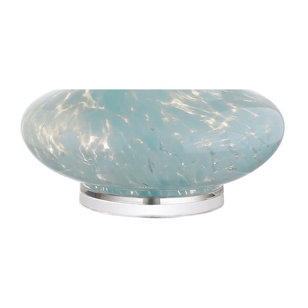 29 Inch Teardrop Glass Table Lamp Light Blue Clear Base with Neutral Drum Shade