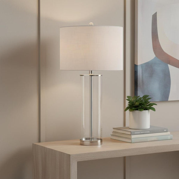 HomeRoots 29" Gold Table Lamp with Stylish Drum Shade - Modern LED Lighting for Home Decor & Ambiance 715857