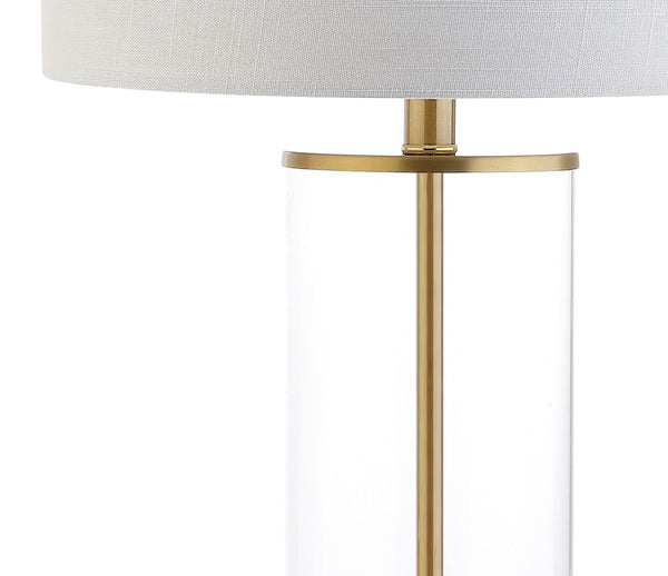 HomeRoots 29" Antiqued Bronze Table Lamp with White Linen Shade - Stylish, Energy-Efficient Ambient Lighting 715858
