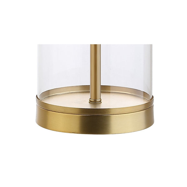 HomeRoots 29" Antiqued Bronze Table Lamp with White Linen Shade - Stylish, Energy-Efficient Ambient Lighting 715858