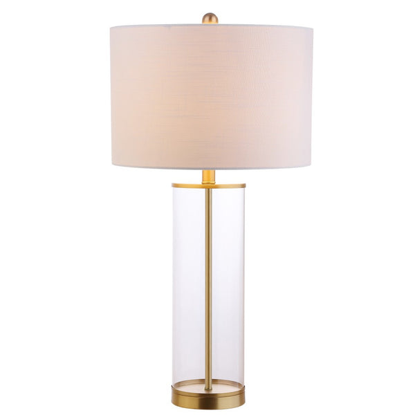 HomeRoots 29" Antiqued Bronze Table Lamp with White Linen Shade - Stylish, Energy-Efficient Ambient Lighting 715858