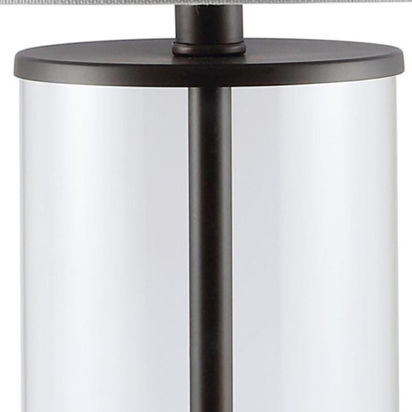 HomeRoots 29" Clear Novelty Table Lamp - Elegant LED with White Linen Shade for Chic Home & Office Decor 715859