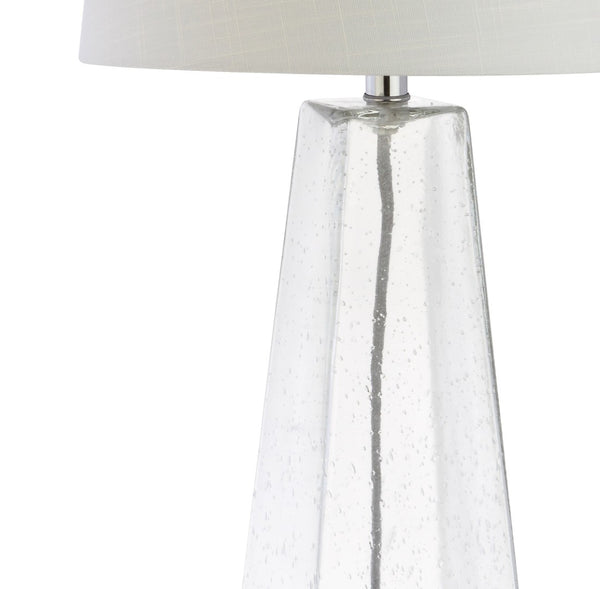 HomeRoots 27" Clear Novelty Table Lamp LED - Modern Crystal Accent with White Shade for Elegant Home Lighting 715861