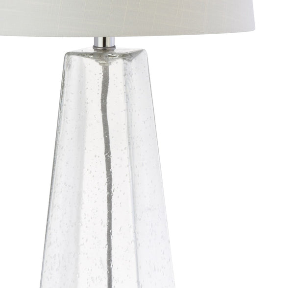 HomeRoots 27" Clear Novelty Table Lamp LED - Modern Crystal Accent with White Shade for Elegant Home Lighting 715861