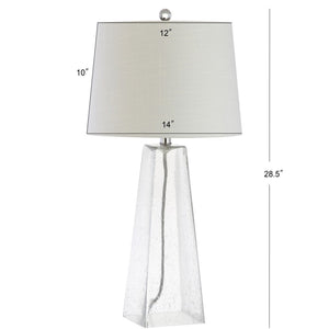 HomeRoots 27" Clear Novelty Table Lamp LED - Modern Crystal Accent with White Shade for Elegant Home Lighting 715861