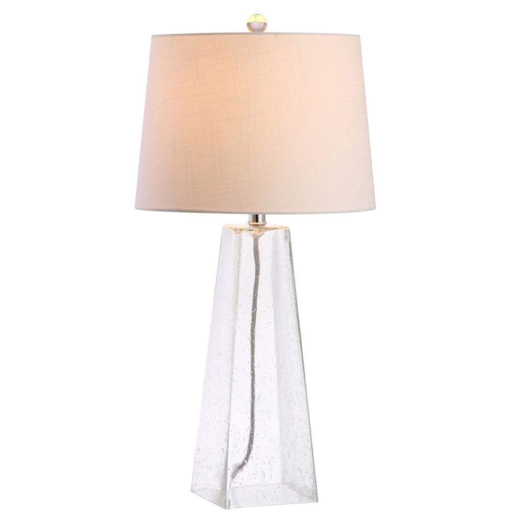 HomeRoots 27" Clear Novelty Table Lamp LED - Modern Crystal Accent with White Shade for Elegant Home Lighting 715861