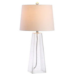 HomeRoots 27" Clear Novelty Table Lamp LED - Modern Crystal Accent with White Shade for Elegant Home Lighting 715861