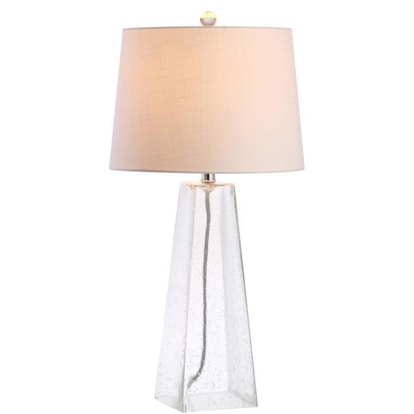 HomeRoots 27" Clear Novelty Table Lamp LED - Modern Crystal Accent with White Shade for Elegant Home Lighting 715861