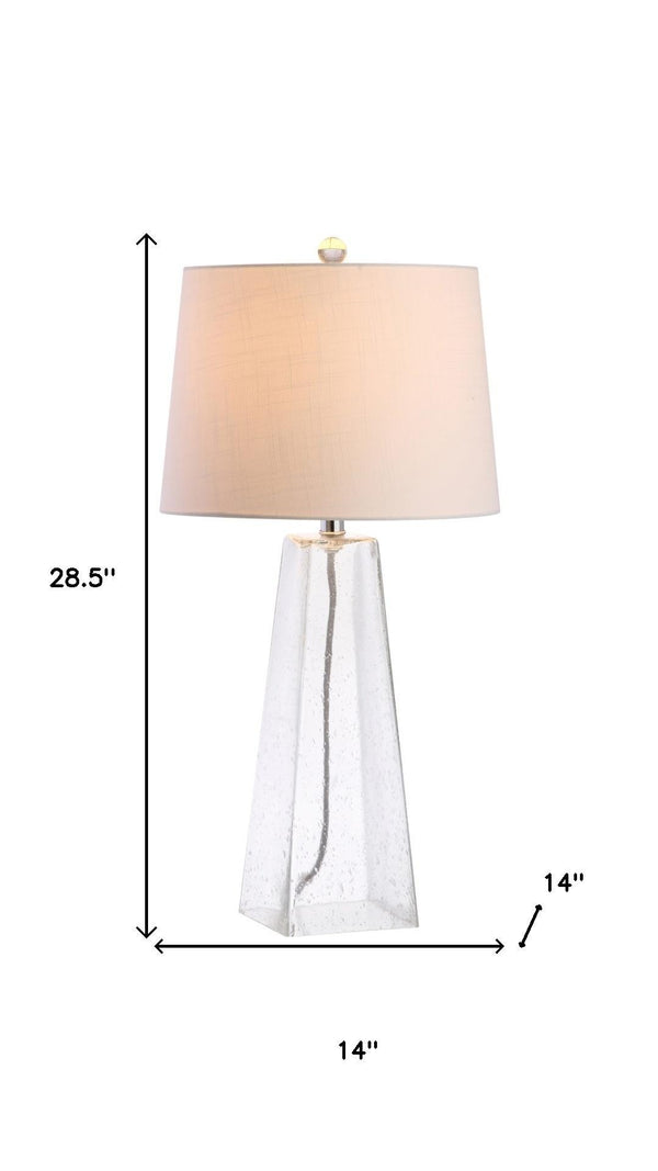 HomeRoots 27" Clear Novelty Table Lamp LED - Modern Crystal Accent with White Shade for Elegant Home Lighting 715861