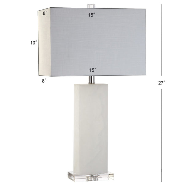 HomeRoots 26" Clear Crystal Table Lamp with Linen Drum Shade - Modern Accent for Stylish Lighting & Decor 715863