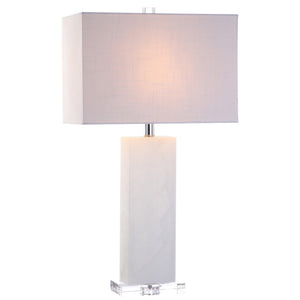 HomeRoots 26" Clear Crystal Table Lamp with Linen Drum Shade - Modern Accent for Stylish Lighting & Decor 715863