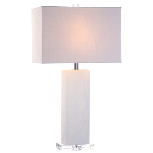 HomeRoots 26" Clear Crystal Table Lamp with Linen Drum Shade - Modern Accent for Stylish Lighting & Decor 715863