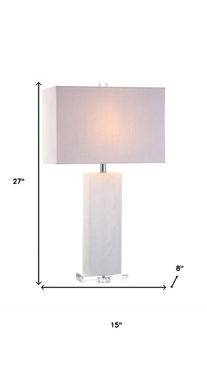 HomeRoots 26" Clear Crystal Table Lamp with Linen Drum Shade - Modern Accent for Stylish Lighting & Decor 715863
