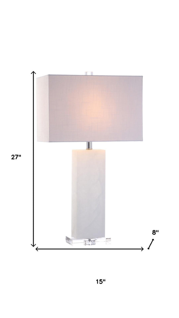 HomeRoots 26" Clear Crystal Table Lamp with Linen Drum Shade - Modern Accent for Stylish Lighting & Decor 715863