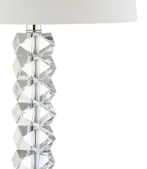HomeRoots 26" Clear Novelty Table Lamp – Elegant LED Lighting with White Linen Shade for Modern Interiors 715864
