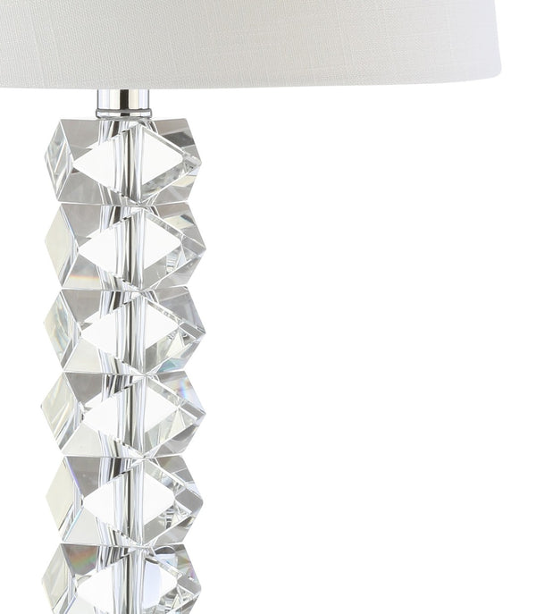 HomeRoots 26" Clear Novelty Table Lamp – Elegant LED Lighting with White Linen Shade for Modern Interiors 715864