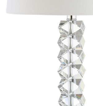 HomeRoots 26" Clear Novelty Table Lamp – Elegant LED Lighting with White Linen Shade for Modern Interiors 715864