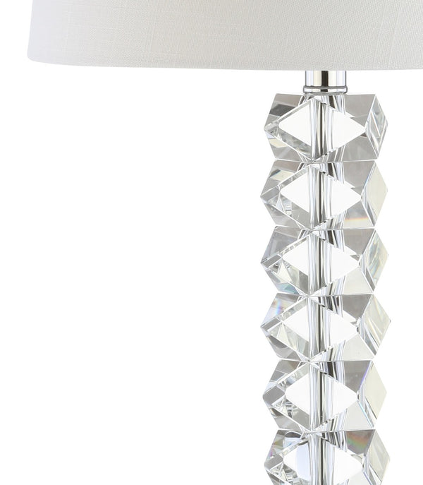HomeRoots 26" Clear Novelty Table Lamp – Elegant LED Lighting with White Linen Shade for Modern Interiors 715864