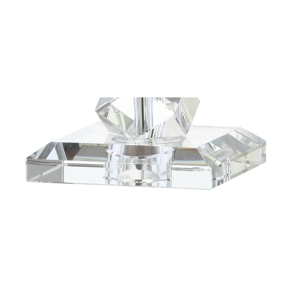 HomeRoots 26" Clear Novelty Table Lamp – Elegant LED Lighting with White Linen Shade for Modern Interiors 715864