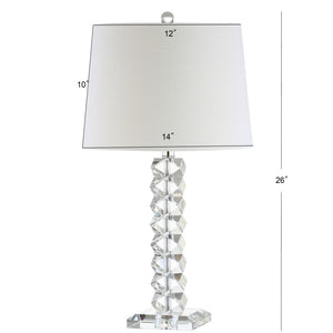 HomeRoots 26" Clear Novelty Table Lamp – Elegant LED Lighting with White Linen Shade for Modern Interiors 715864