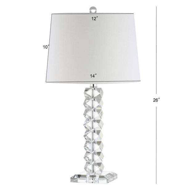 HomeRoots 26" Clear Novelty Table Lamp – Elegant LED Lighting with White Linen Shade for Modern Interiors 715864