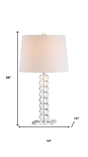 HomeRoots 26" Clear Novelty Table Lamp – Elegant LED Lighting with White Linen Shade for Modern Interiors 715864