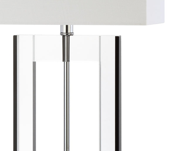 HomeRoots 25" Clear Crystal Table Lamp with White Drum Shade - Elegant Ambient Lighting for Any Room 715865