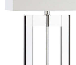 HomeRoots 25" Clear Crystal Table Lamp with White Drum Shade - Elegant Ambient Lighting for Any Room 715865