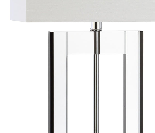 HomeRoots 25" Clear Crystal Table Lamp with White Drum Shade - Elegant Ambient Lighting for Any Room 715865