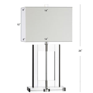 HomeRoots 25" Clear Crystal Table Lamp with White Drum Shade - Elegant Ambient Lighting for Any Room 715865