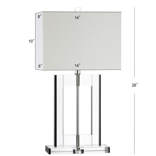 HomeRoots 25" Clear Crystal Table Lamp with White Drum Shade - Elegant Ambient Lighting for Any Room 715865