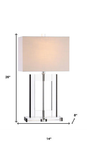 HomeRoots 25" Clear Crystal Table Lamp with White Drum Shade - Elegant Ambient Lighting for Any Room 715865