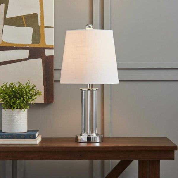 HomeRoots 26" Silver Novelty Table Lamp - Elegant LED Design with Empire Shade for Modern & Classic Decor 715870