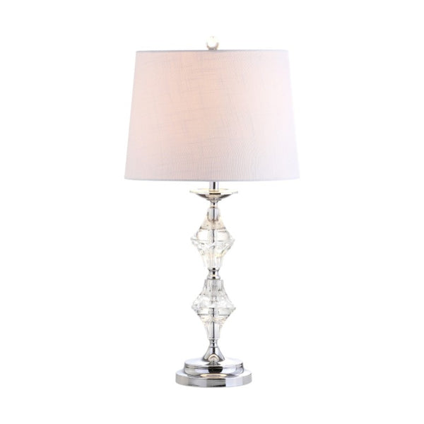 Set of Two Silver Drum Shade Bedside Table Lamps for Modern Bedroom Lighting