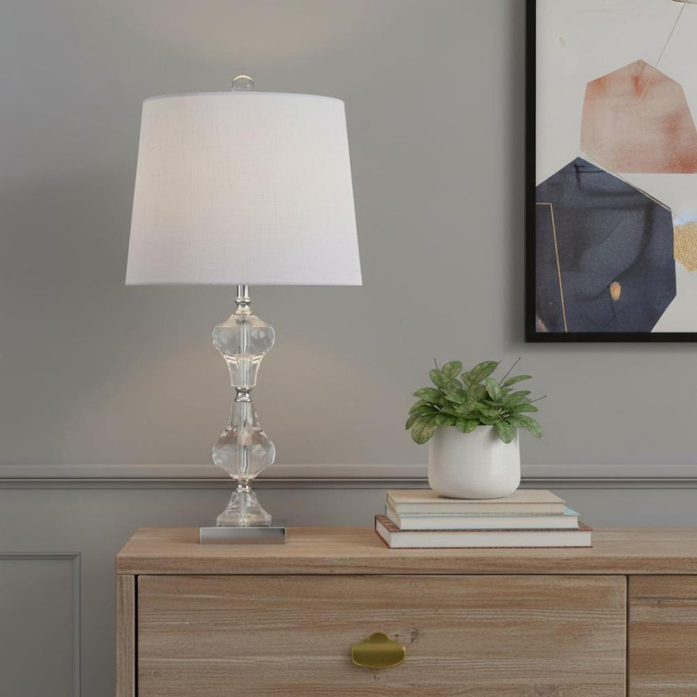 HomeRoots 25" Silver Table Lamp LED with Elegant Empire Shade for Warm Ambient Lighting in Any Room 715872