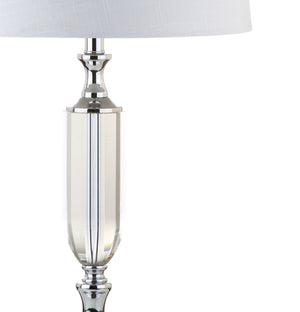 HomeRoots 28" Clear Crystal Table Lamp with Linen Shade – Elegant Design for Ambient Lighting & Home Decor 715880